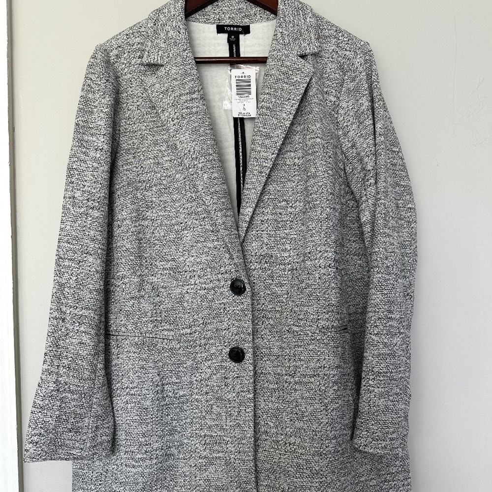 NWT Torrid Black White Soft Blazer size 0 12